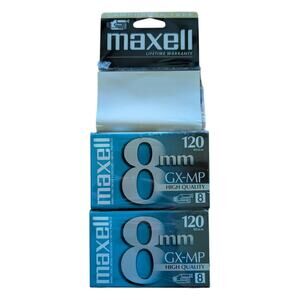 Maxell Camcorder tapes 8 mm GX-MP 120 Videocassette 8 Pair 2 Pack Sealed Blank